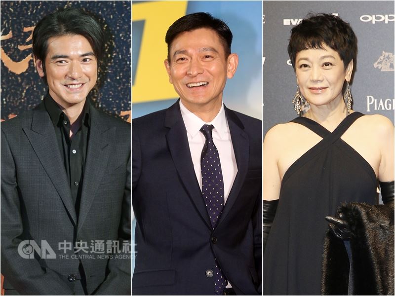 奧斯卡金像獎主辦單位美國影藝學院,25日公布2018年奧斯卡評審委員名單,金城武(左)與導演張艾嘉(右)、港星劉德華(中)獲邀擔任演員評委。(中央社檔案照片)