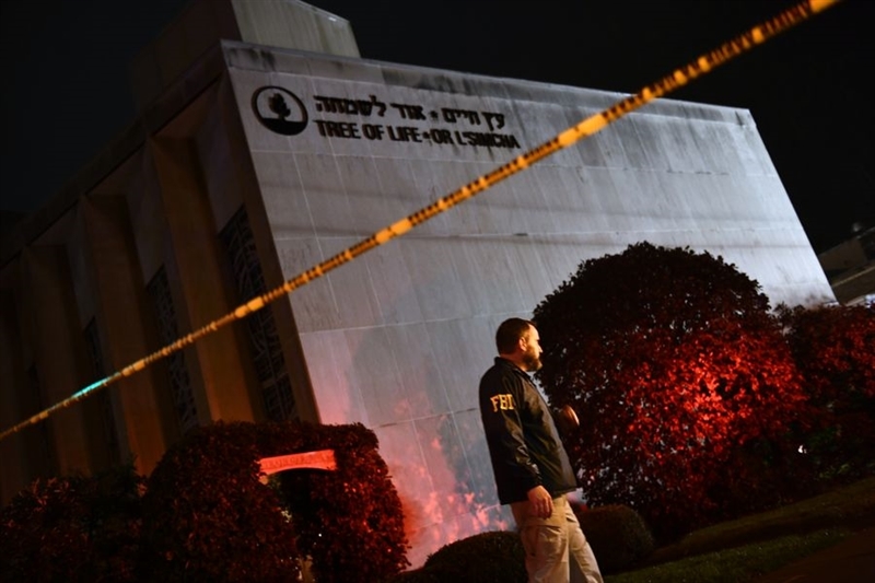 現年46歲的鮑爾斯在當地猶太會堂射殺11人,他在行凶時宣稱,要「殺光猶太人」。圖為案發教堂。(法新社提供)