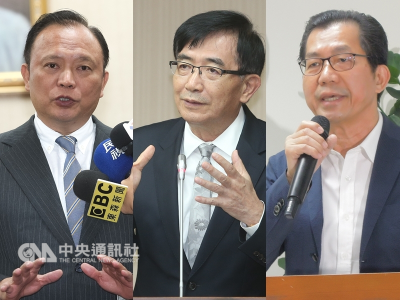 農委會主委林聰賢（左）、交通部長吳宏謀（中）和環保署長李應元（右）在九合一選舉當天請辭，行政院長賴清德1日准辭。（中央社檔案照片）