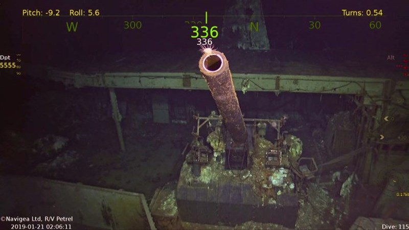 美國傳奇航母「大黃蜂號」的殘骸已在南太平洋約5400公尺深的深海被尋獲。(圖取自paulallen.com)