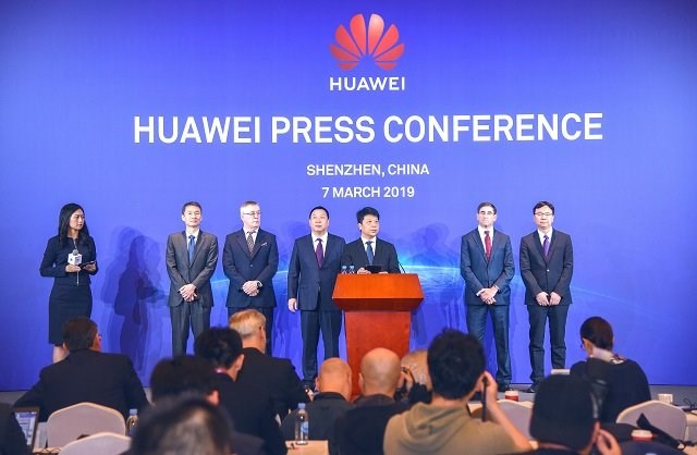 華為7日上午在深圳總部舉行外媒記者會。(圖取自華為中國微博weibo.com/huaweiweibo)