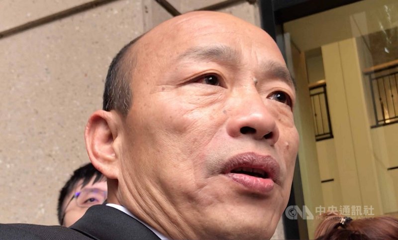 針對鴻海董事長郭台銘鬆口考慮選總統,高雄市長韓國瑜今早在舊金山表示,他非常開心,也強調2020總統大選目前完全不在他的考量內。中央社記者張可衣攝 108年4月17日