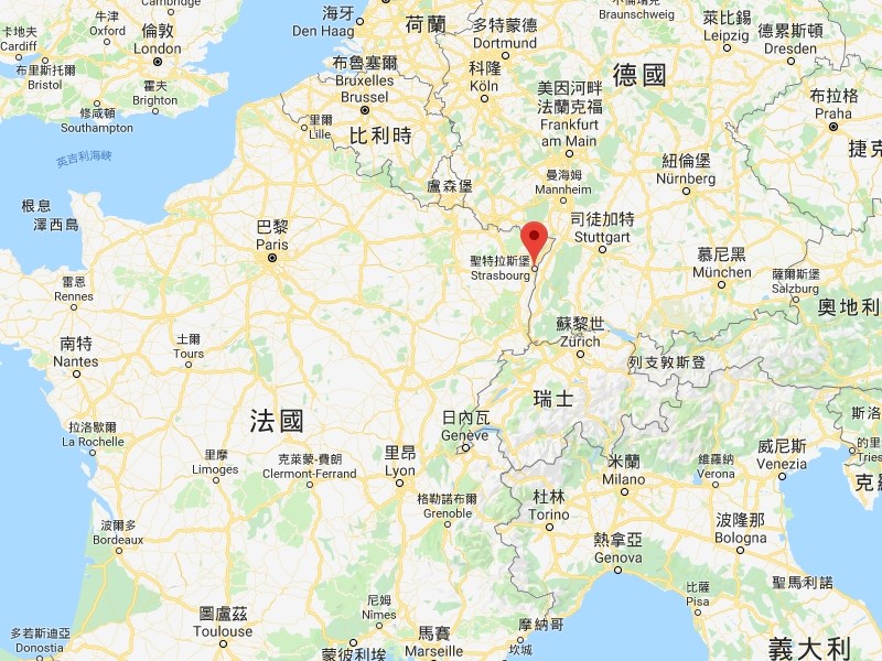 抗議法國總統馬克宏的黃背心街頭運動進入第24個週末,約2000名示威者聚集位於史特拉斯堡的歐洲聯盟機構大樓附近,並往歐洲議會大樓挺進。(圖取自Google地圖網頁google.com/maps)