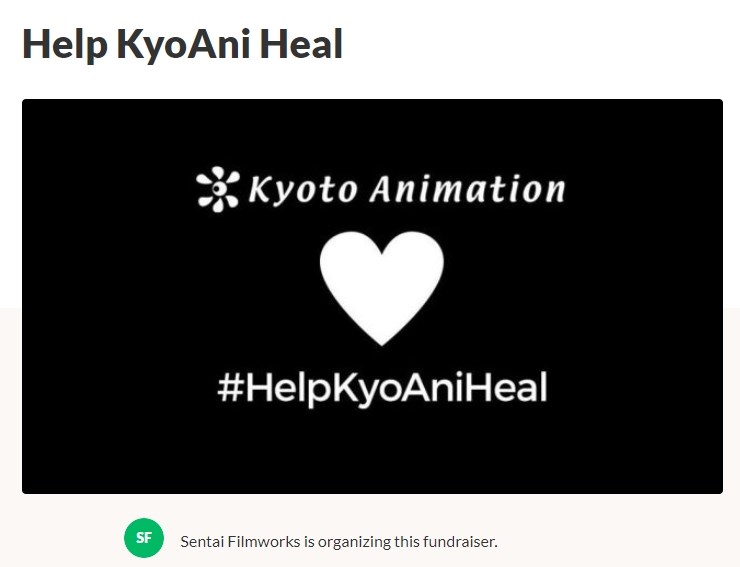 京都動畫的北美代理商Sentai Filmworks發起群眾募資活動Help KyoAni Heal。(圖取自GoFundMe網頁gofundme.com)