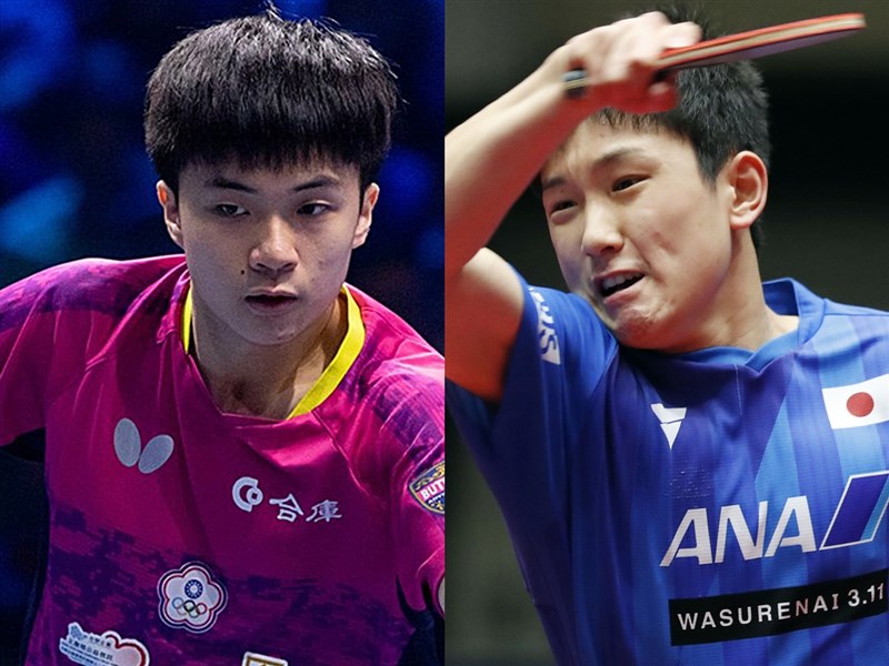 台灣17歲小將林昀儒(左)21日在T2桌球鑽石賽勇奪冠軍,國際桌球總會官網報導讚揚他優異表現,將他與日本16歲神童張本智和(右)相提並論。(左圖取自facebook.com/ITTFWorld,右圖共同社提供)