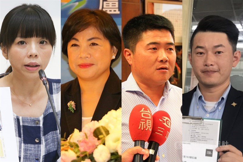 2020台中市立委選舉,台中市副市長楊瓊瓔(左2)可望對決爭取連任的時代力量立委洪慈庸(左1),以及民進黨和基進黨合推陳柏惟(右1)挑戰顏寬恒(右2)。(中央社檔案照片)