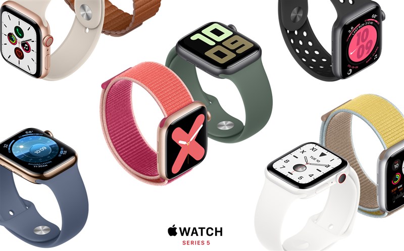 Apple Watch Series 5螢幕不會熄滅,內建羅盤,起跳價399美元。(圖取自蘋果公司網頁apple.com)