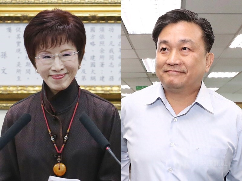 台南市第6選區包括仁德區、歸仁區、關廟區等,這屆立委選舉全國最高票的民進黨立委王定宇(右)爭取連任,國民黨提名前主席洪秀柱(左),是台南最具看頭的戰區。(中央社檔案照片)