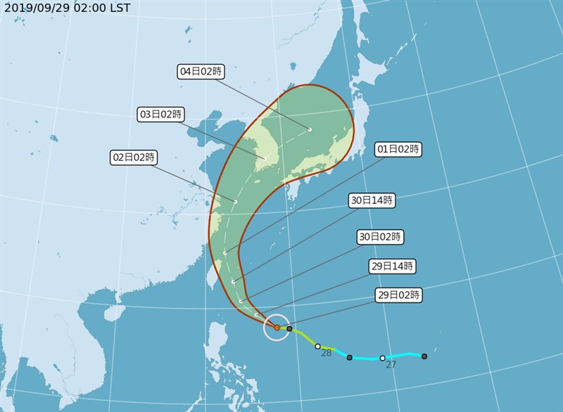 輕度颱風米塔朝台灣移動,中央氣象局29日上午8時30分將發布海上颱風警報。(圖取自氣象局網頁cwb.gov.tw)