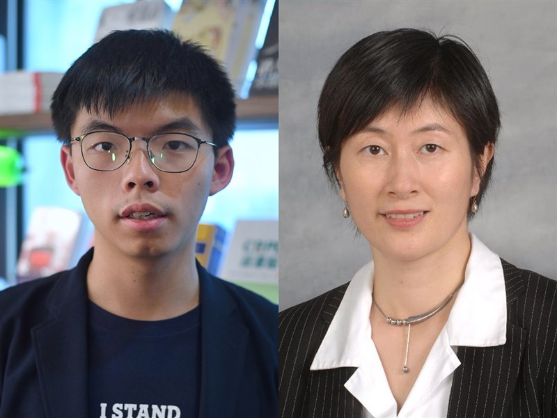 香港眾志秘書長黃之鋒(左)因其「民主自決」主張,被選舉主任蔡亮(右)褫奪區議員參選權。(左圖中央社檔案照片;右圖取自香港政府一站通網頁info.gov.hk)