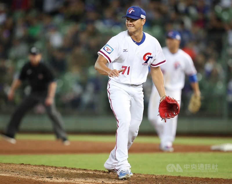2019世界12強棒球賽B組預賽,中華隊5日首戰交手波多黎各,先發投手江少慶主投6局僅失1分,他表示,對自己表現很滿意,是一場很好的比賽。中央社記者張新偉攝 108年11月5日