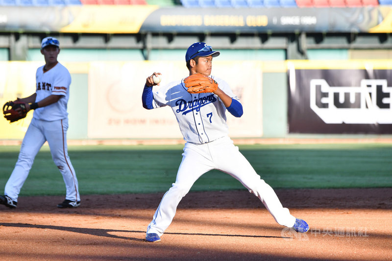 2019亞洲冬季棒球聯盟23日將開打,日職白隊陣中備受矚目的選手根尾昂(前)是去年中日龍隊第一指名,這次來冬盟最大課題是要加練外野。(中華職棒提供)中央社記者楊啟芳傳真 108年11月22日
