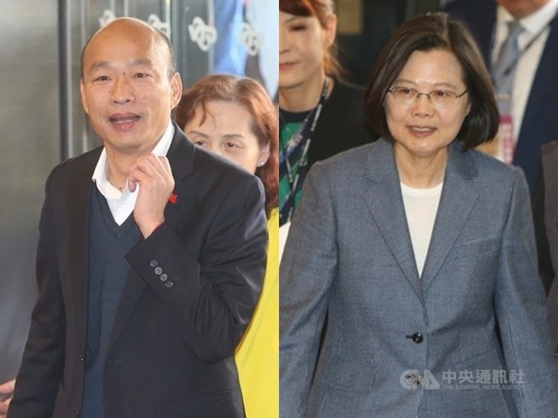 第二場總統電視政見會25日在中視登場,國民黨總統候選人韓國瑜(左)主張重新設立特偵組,蔡總統(右)則回擊指過去國民黨用特偵組當政爭工具,才被廢掉。中央社記者鄭傑文攝 108年12月25日