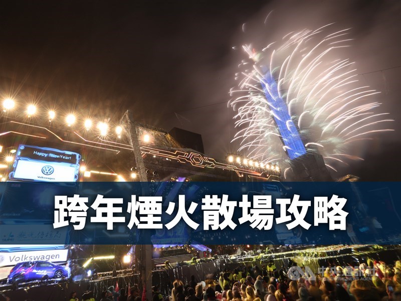 台北101表示,2020年搭配煙火的跨年動畫,將由台灣知名的動畫團隊「臺灣吧」操刀。圖為2019年1月1日跨年煙火畫面。(中央社製圖)