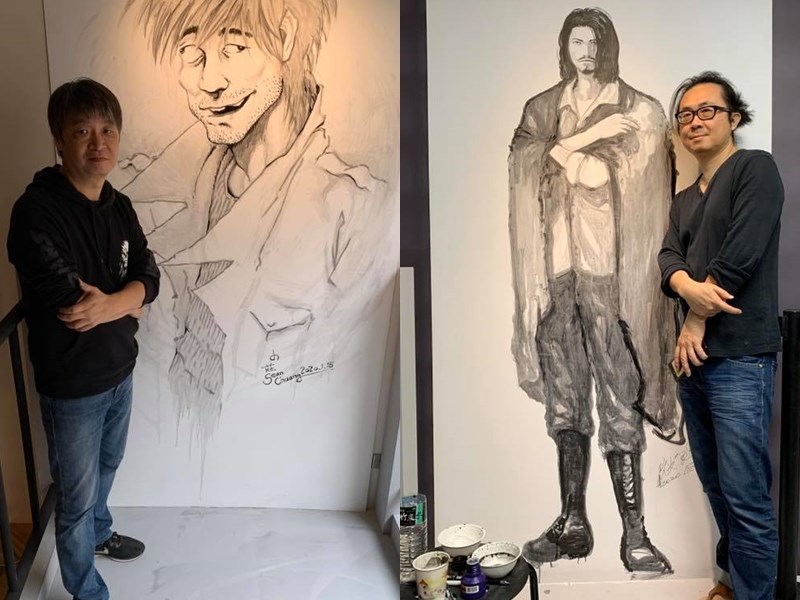 小莊(左)、阮光民(右)與他們筆下的魔術師。(圖取自facebook.com/SeanChuangComic)