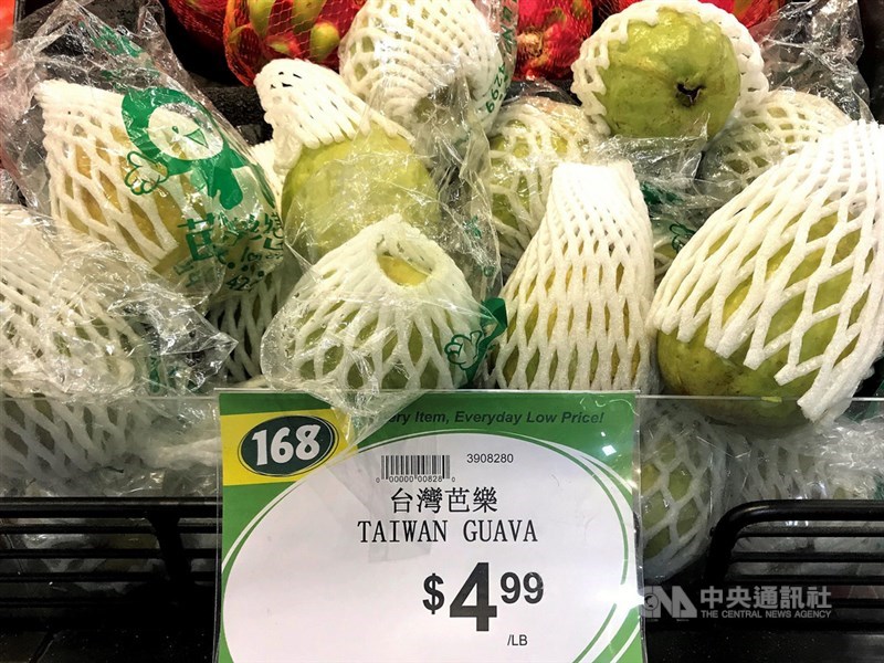 第一批外銷美國的台灣芭樂受到市場歡迎,每磅賣4.99美元。中央社記者林宏翰洛杉磯攝 109年1月23日