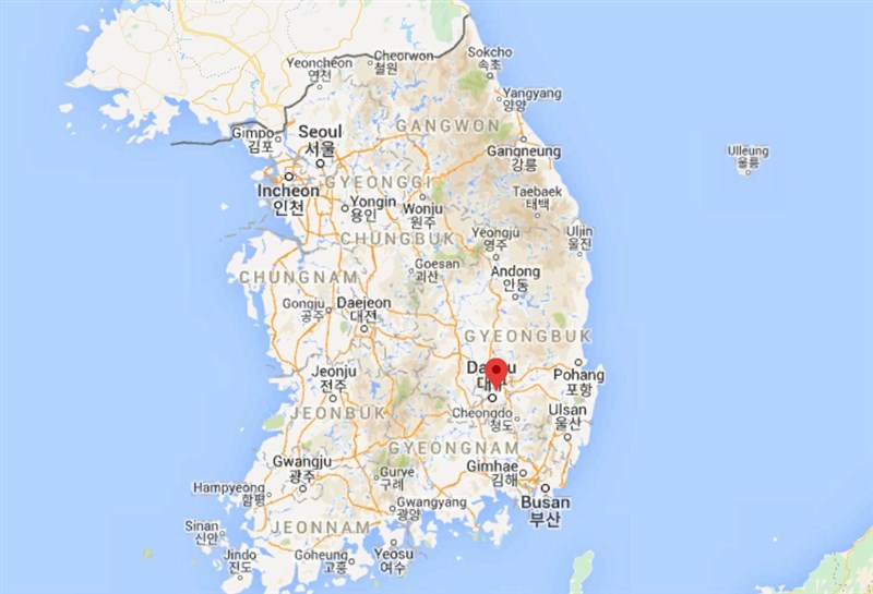 慶北大學醫院(紅標處)在18日深夜11時15分左右關閉急診室,原先在急診室的患者已被移往普通病房。(圖取自Google Maps網頁google.com/maps)
