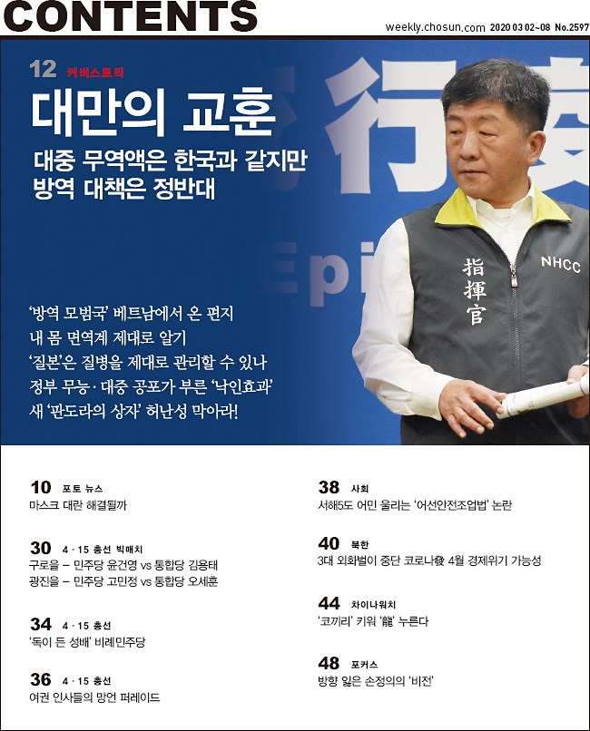 韓媒「週刊朝鮮」日前比較台韓之間在口罩、出入境管制及對中政策上的不同,讚許台灣指揮官的能力,造就台韓今日的不同。(圖取自週刊朝鮮網頁weekly.chosun.com)