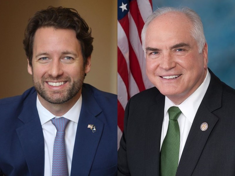 美國共和黨籍眾議員凱利(右)及民主黨籍眾議員康寧漢(左)27日雙雙宣布確診感染武漢肺炎,使國會確診議員人數攀升至5人。(右圖取自facebook.com/MikeKellyPA、左圖取自facebook.com/JoeCunninghamSC)