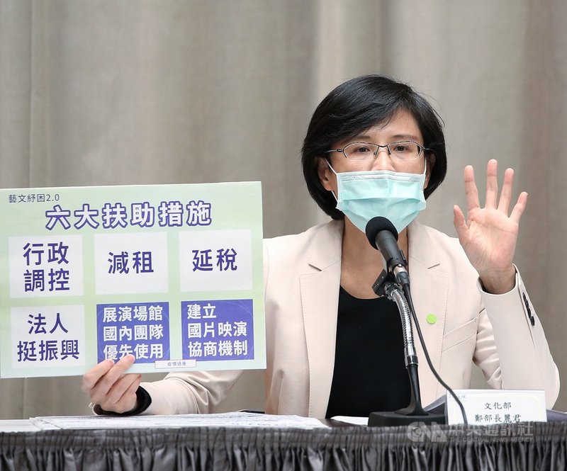 行政院15日舉行「紓困振興方案—藝文產業協助」記者會,針對「藝文紓困2.0」受理時間,文化部長鄭麗君表示,預計4月30日開始受理、5月20日截止收件,同時為了加速作業,將開放線上申請或紙本申請,且審查標準化,讓紓困作業可以更快速、更有效率。中央社記者郭日曉攝 109年4月15日