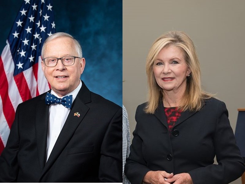 武漢肺炎疫情未歇,美國共和黨籍眾議員萊特(左)與共和黨籍眾議員史密斯,及共和黨籍參議員布萊克本(右)與麥莎莉,分別推出新法案,盼透過剝奪中國政府主權豁免權,為美國民眾向北京索賠鋪路。(左圖取自facebook.com/RepRonWright,右圖取自facebook.com/marshablackburn)