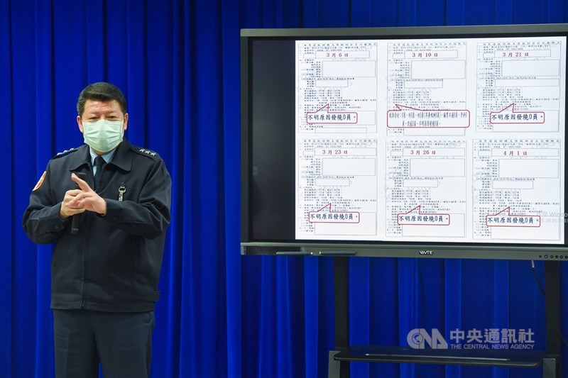 國防部23日召開記者會,軍政副部長張哲平上將(圖)說明海軍敦睦支隊遠訓染疫調查進度,並公布遠航訓練時安全回報表格。中央社記者林俊耀攝 109年4月23日