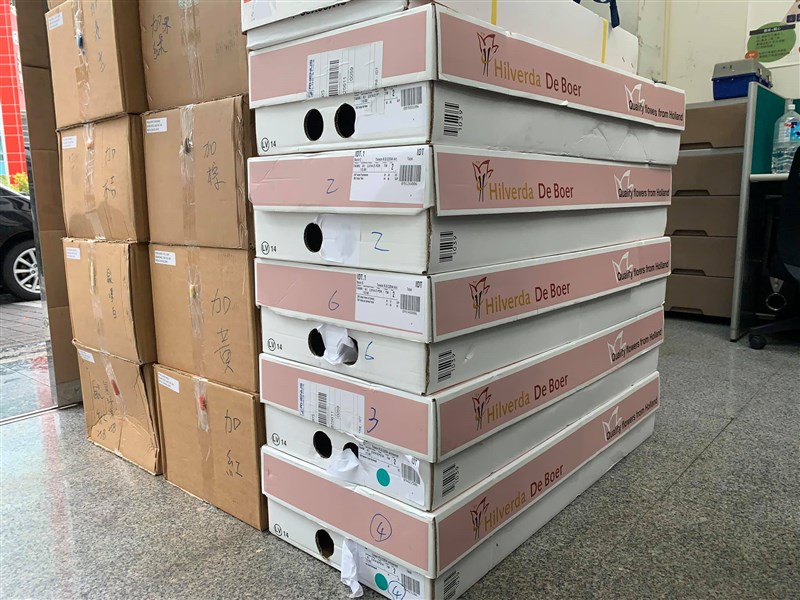 27日是荷蘭的國慶日國王節,專程空運3999朵荷蘭國花鬱金香,加深台荷情誼。(圖取自facebook.com/NTIOTaiwan)