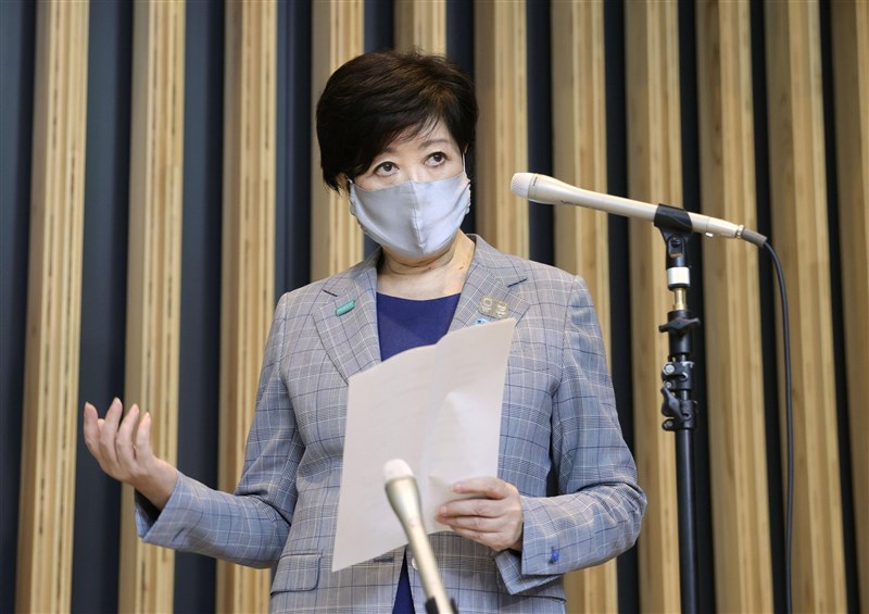 日本東京都14日單日新增47例,東京都知事小池百合子表示,這代表積極檢查的結果。(共同社提供)