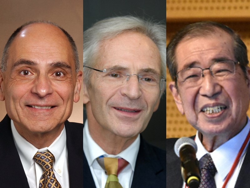 2020唐獎生技醫藥獎得主19日揭曉，由美英日3細胞激素研究者共享，左為美國醫學家查爾斯．迪納雷羅、中為英國免疫學家馬克．費爾德曼、右為日本免疫學家岸本忠三。（圖取自唐獎網頁tang-prize.org）