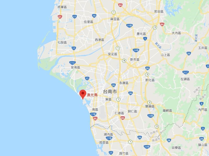 2020年國慶焰火將在台南市安平區漁光島施放(紅標處)。(圖取自Google地圖網頁google.com/maps)