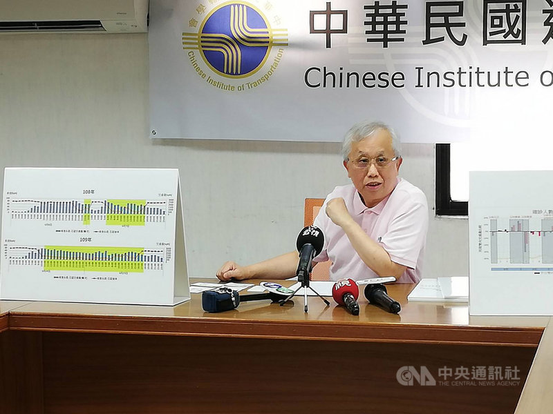 中華民國運輸學會9日舉行記者會,理事長林良泰說,針對國道5號端午連假嚴重塞車提出多項建議,包括修法打破通行費2倍上限,尖峰時段提高為10倍等。中央社記者汪淑芬攝 109年7月9日