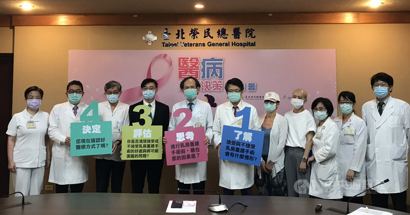 全台年逾1.3萬人罹乳癌,近半數是年輕女性,需要思考家庭、工作等問題,醫病眼中最佳治療方式恐有巨大落差,台北榮民總醫院推出醫病共享決策平台,幫助病人找出最適合的治療方式。中央社記者張茗喧攝 109年7月9日