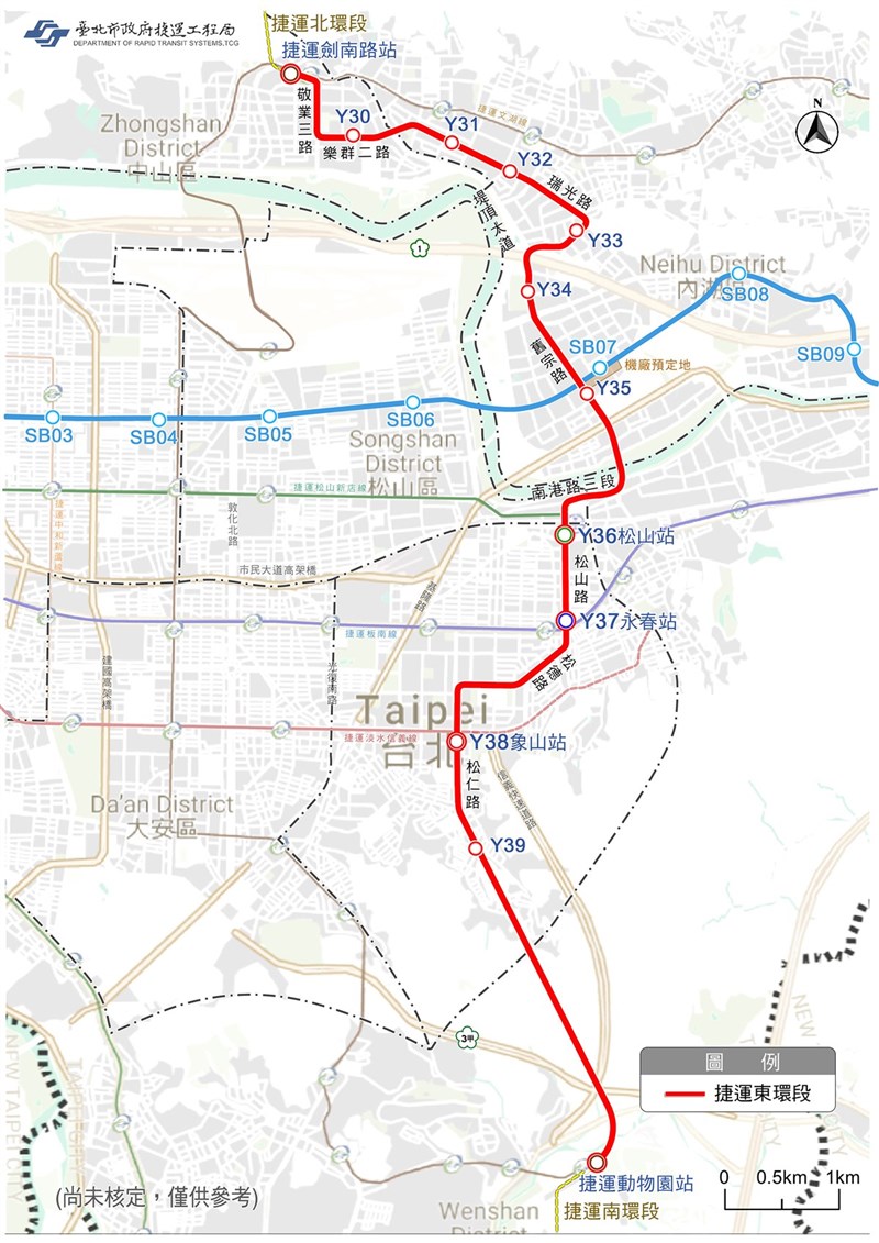 台北市捷運工程局24日指出,北捷東環段為環狀線最後一塊拼圖,於108年9月25日啟動綜合規劃及環評等相關作業,預計110年初送交通部審議,行政院核定後即可興建。(台北市捷運工程局提供)中央社記者陳怡璇傳真 109年7月24日