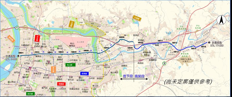 台北市政府捷運工程局規劃,捷運民生汐止線第二期路線從大稻埕碼頭東側,沿民生西路、民生東路往東穿過基隆河,至新湖一路、民善街路口為止,環保署31日審查環境影響決議通過。(圖取自北市捷運局網頁www-ws.gov.taipei)
