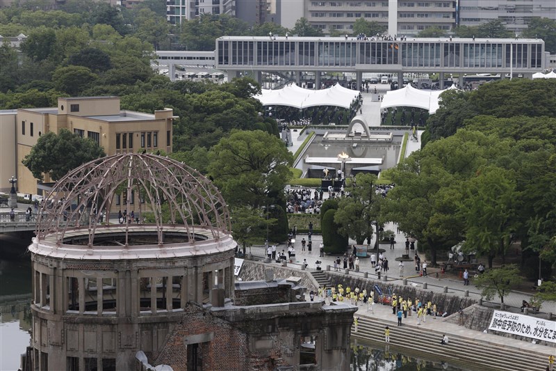 日本廣島市6日迎接原子彈爆炸75週年,在和平公園舉行和平紀念儀式。(共同社)