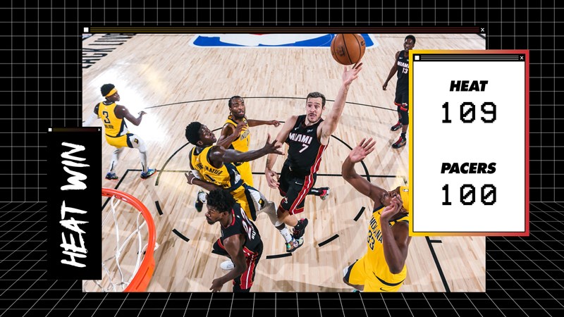 NBA邁阿密熱火隊20日以109比100擊敗印第安納溜馬。(圖取自twitter.com/MiamiHEAT)