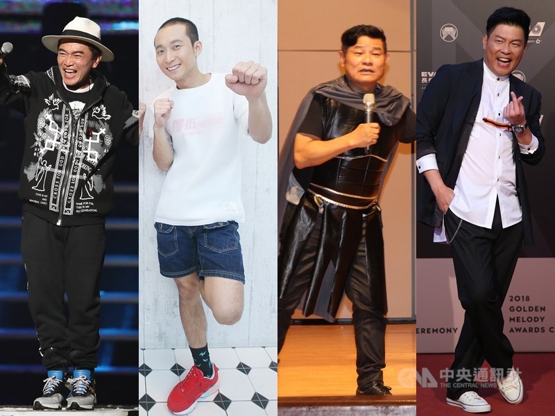 第55屆電視金鐘獎綜藝節目主持人獎入圍者減少為4名,包括藝人吳宗憲(左1)、浩子(左2)、許效舜(左3)、曾國城(左4)。評審委員會主任委員瞿友寧表示,希望藉由名單凸顯節目困境。(中央社檔案照片)
