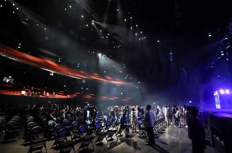 台北流行音樂中心27日舉行開幕儀式,北流共有表演廳、流行音樂文化館、產業區3大場館,表演廳可容納6000人,提供專屬流行音樂演出。圖為表演廳內部。中央社記者張新偉攝 109年8月27日