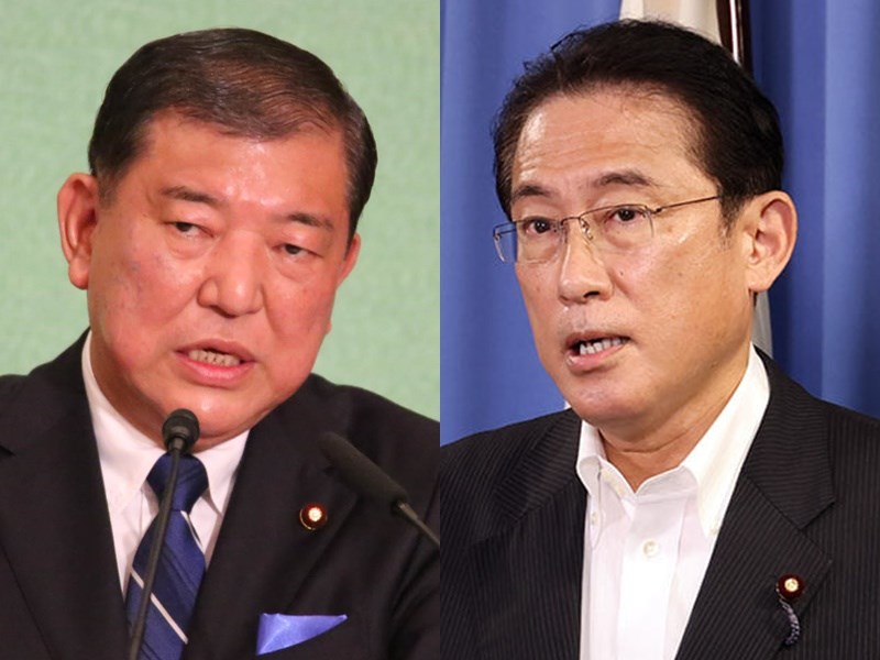 日本首相安倍晉三28日宣布辭職,外界預料自民黨總裁選舉的主軸應是「(前幹事長)石破茂(左)對決(政調會長)岸田文雄(右)」。(左為中央社檔案照片,右圖取自facebook.com/kishdafumio)