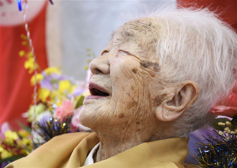 日本人瑞田中加子19日以117歲又261天，刷新原先由田島鍋創下117歲又260天最年長的日本紀錄。（共同社）