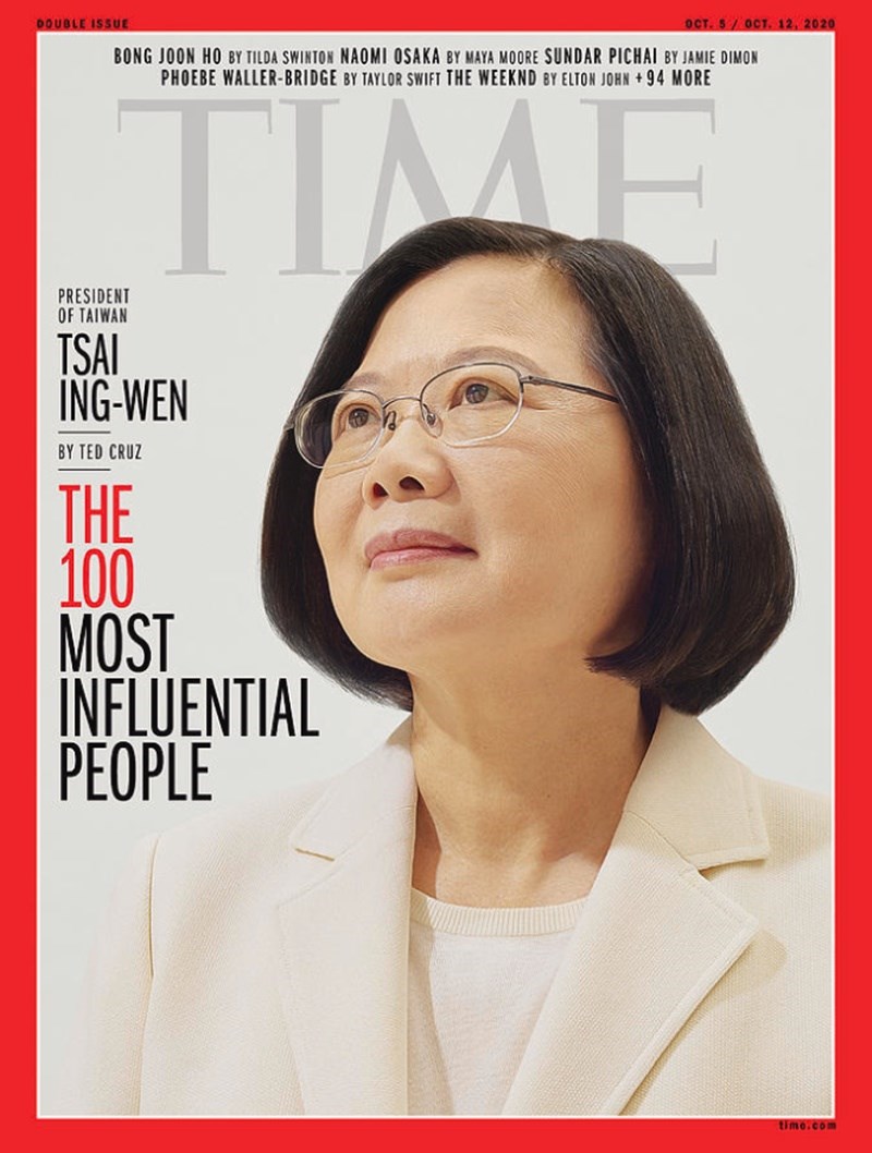 「時代雜誌」22日公布編輯評選的年度百大最具影響力人物完整名單,總統蔡英文入選。(圖取自時代雜誌網頁timecoverstore.com)