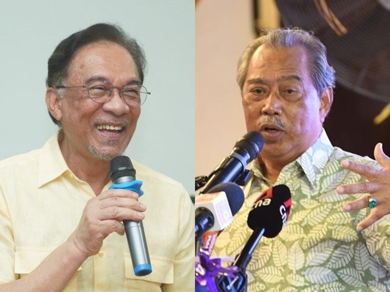 面對馬來西亞國會反對黨領袖安華(左)宣稱已掌握國會近2/3多數議席,將組新政府的說法,國盟政府首相慕尤丁(右)23日傍晚回應:「國盟政府依然穩固,我仍是合法首相。」(左圖取自facebook.com/anwaribrahim.keadilan,右圖取自facebook.com/ts.muhyiddin)