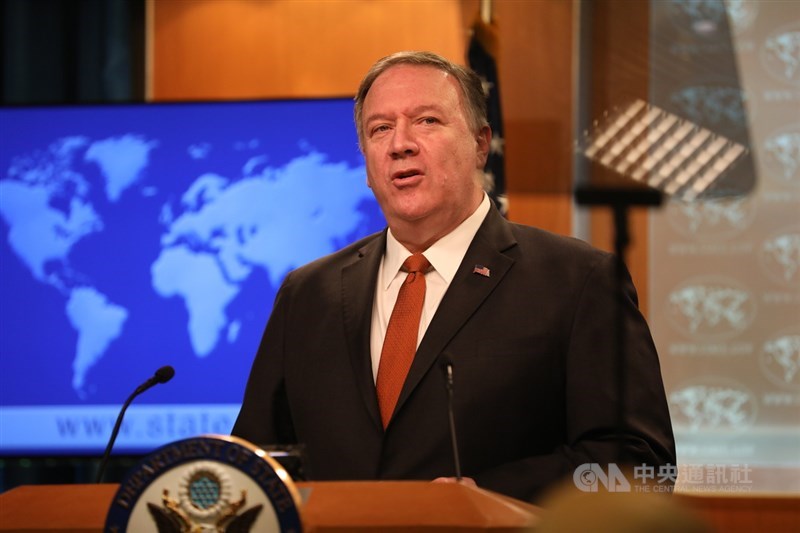美國內部呼籲政府明確承諾防衛台灣聲浪漸漲,國務卿蓬佩奧9日表示,美方追求的是和平,但仍會致力履行所有對台義務。(中央社檔案照片)