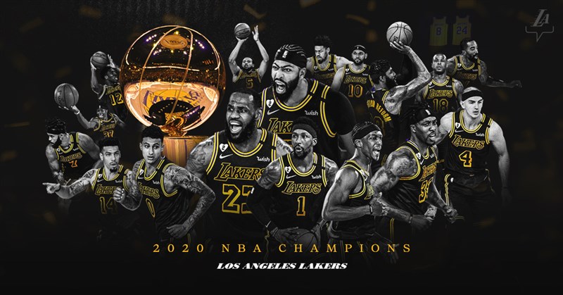 NBA湖人11日靠嚴防強攻一路領先，靠詹姆斯繳出「大三元」、戴維斯貢獻「雙十」成績帶領下，最終106比93擊敗熱火，拿下隊史第17座總冠軍。（圖取自twitter.com/Lakers）