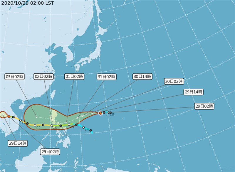 氣象局29日凌晨發布輕颱天鵝形成。氣象專家吳德榮表示,天鵝距台灣遙遠,無直接影響。(圖取自中央氣象局網頁cwb.gov.tw)