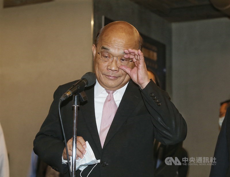 國發會2日在台北舉辦109年度政府資料開放頒獎典禮，行政院長蘇貞昌（圖）受訪談長榮女大生遇害案。中央社記者郭日曉攝 109年11月2日
