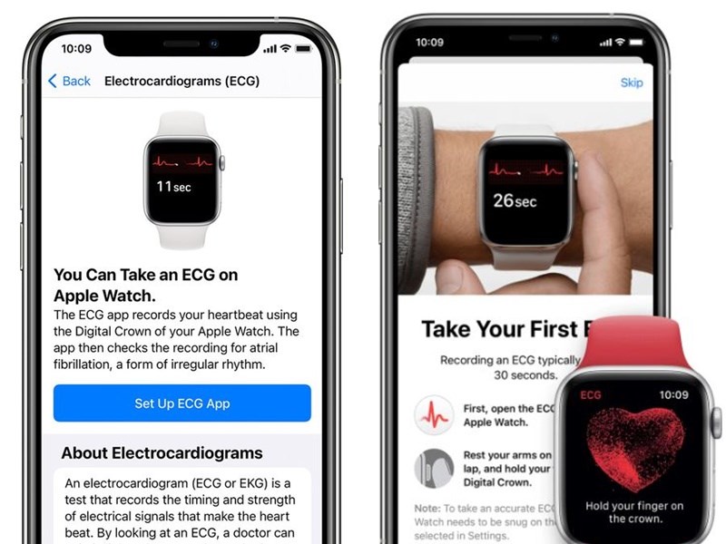 蘋果公司Apple Watch Series 4與後續錶款上的「心電圖」App已獲得衛生福利部食品藥物管理署批准。(圖取自蘋果支援服務網頁support.apple.com)