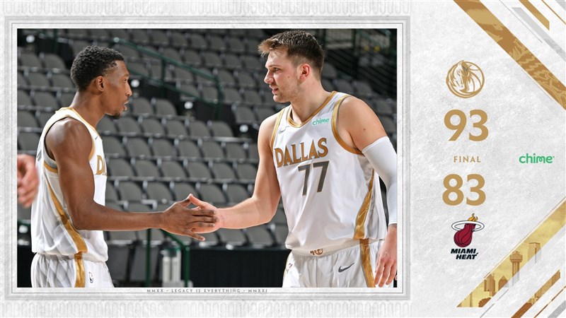 美國職籃NBA達拉斯獨行俠1日以93比83澆熄熱火。(圖取自twitter.com/dallasmavs)