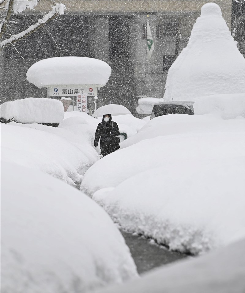 日本新潟、北陸等地從7日起連續下大雪,截至11日上午11時的積雪,富山市123公分、福井市95公分、新潟市61公分、金澤市53公分。(共同社)