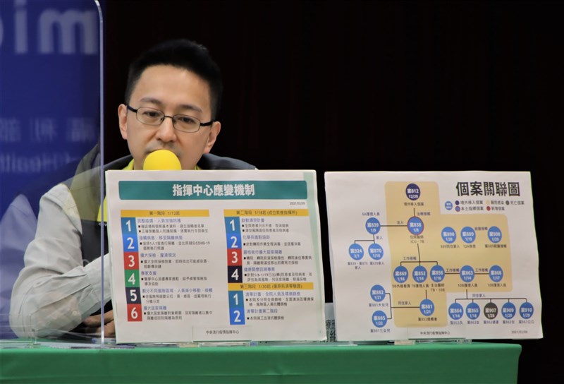 疫情指揮中心醫療應變組副組長羅一鈞8日針對桃園醫院群聚案報告指揮中心應變機制。(中央流行疫情指揮中心提供)